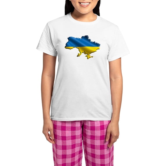CafePress - Ukraine Pride Love Ukrainian Flag Pajamas - Women's Short Sleeve Print T-Shirt and Pants Light Cotton Pajama Set