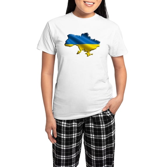 CafePress - Ukraine Pride Love Ukrainian Flag Pajamas - Women's Short Sleeve Print T-Shirt and Pants Light Cotton Pajama Set