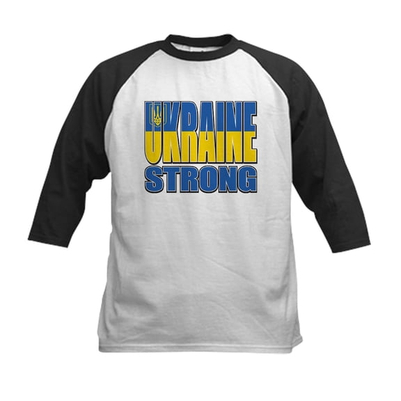 CafePress - Ukraine Strong Kids Baseball T Shirt - Kids Cotton Baseball Jersey, 3/4 Sleeve Shirt