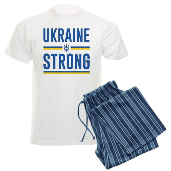 CafePress - Ukraine Strong Men's Light Pajamas - Men's Light Loose Fit Cotton Pajama Set