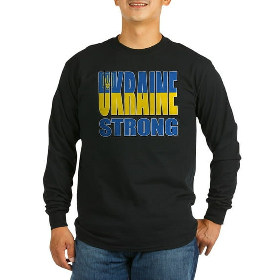 CafePress - Ukraine Strong Men's Long Sleeve T Shirt - Long Sleeve Dark T-Shirt