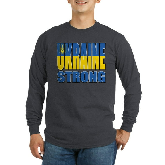 CafePress - Ukraine Strong Men's Long Sleeve T Shirt - Long Sleeve Dark T-Shirt