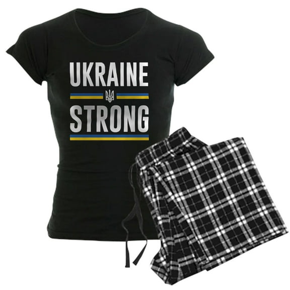 CafePress - Ukraine Strong Women's Dark Pajamas - Women's Short Sleeve Print T-Shirt and Pants Dark Cotton Pajama Set