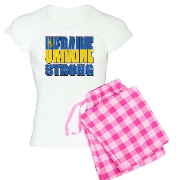 CafePress - Ukraine Strong - Women's Short Sleeve Print T-Shirt and Pants Light Cotton Pajama Set