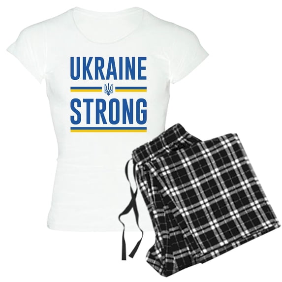 CafePress - Ukraine Strong Women's Light Pajamas - Women's Short Sleeve Print T-Shirt and Pants Light Cotton Pajama Set