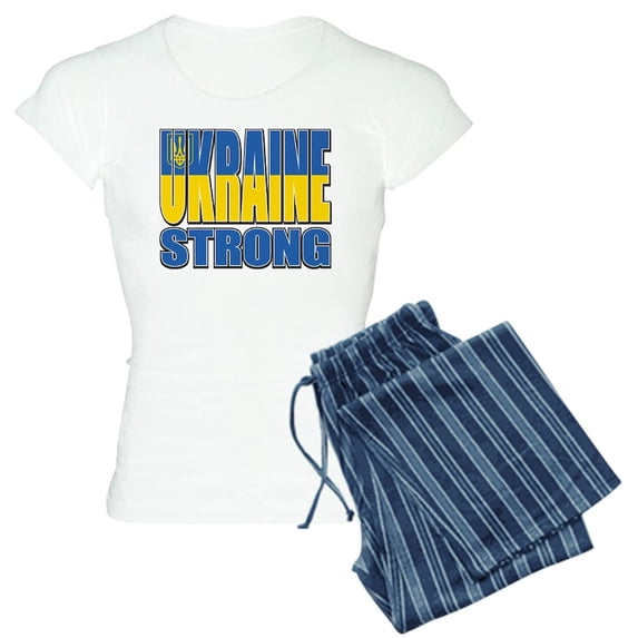 CafePress - Ukraine Strong - Women's Short Sleeve Print T-Shirt and Pants Light Cotton Pajama Set