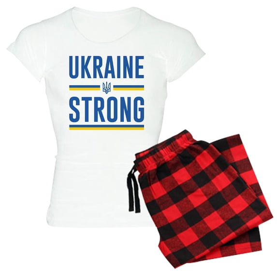 CafePress - Ukraine Strong Women's Light Pajamas - Women's Short Sleeve Print T-Shirt and Pants Light Cotton Pajama Set