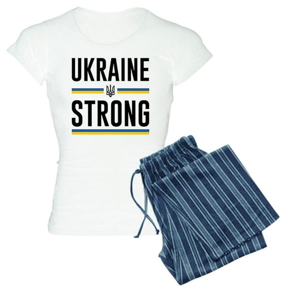 CafePress - Ukraine Strong Women's Light Pajamas - Women's Short Sleeve Print T-Shirt and Pants Light Cotton Pajama Set
