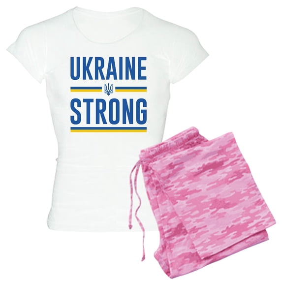 CafePress - Ukraine Strong Women's Light Pajamas - Women's Short Sleeve Print T-Shirt and Pants Light Cotton Pajama Set