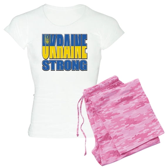 CafePress - Ukraine Strong - Women's Short Sleeve Print T-Shirt and Pants Light Cotton Pajama Set