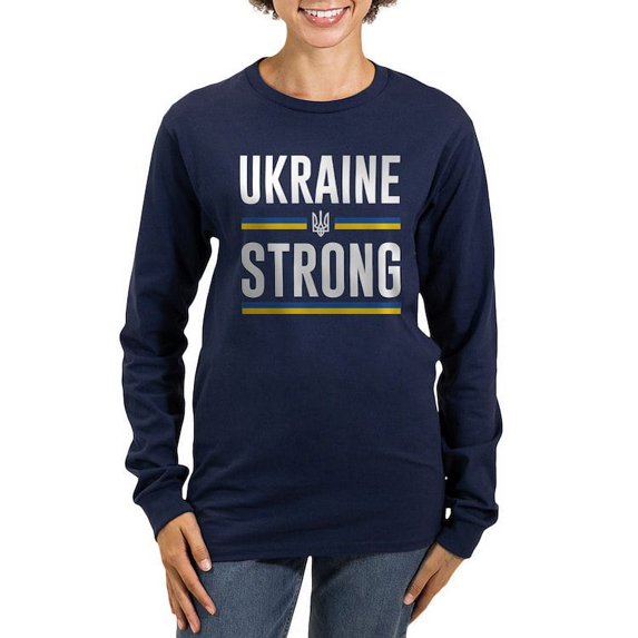 CafePress - Ukraine Strong Women's Long Sleeve Dark T Shirt - Women's Long Sleeve Graphic Tee Casual Fit