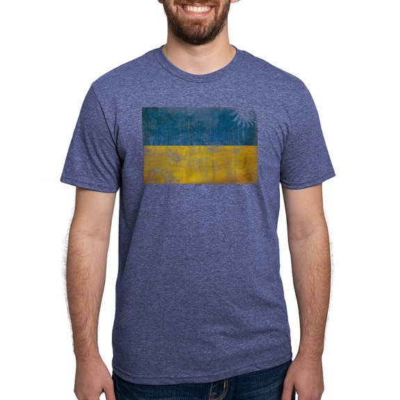 CafePress - Ukraine Textured Crazeh Paisleh Aged Copy Men's De - Mens Tri-blend T-Shirt