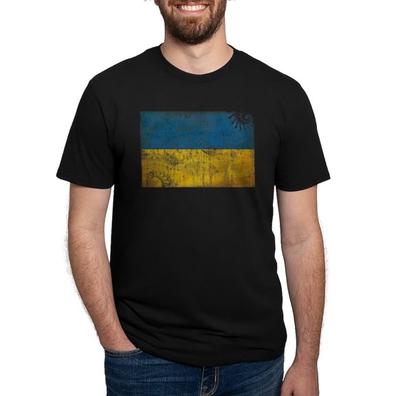 CafePress - Ukraine Textured Crazeh Paisleh Aged Copy Men's De - Mens Tri-blend T-Shirt