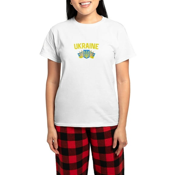 CafePress - Ukraine Ukrainian Flag Ukraine Flag Vintag Pajamas - Women's Short Sleeve Print T-Shirt and Pants Light Cotton Pajama Set