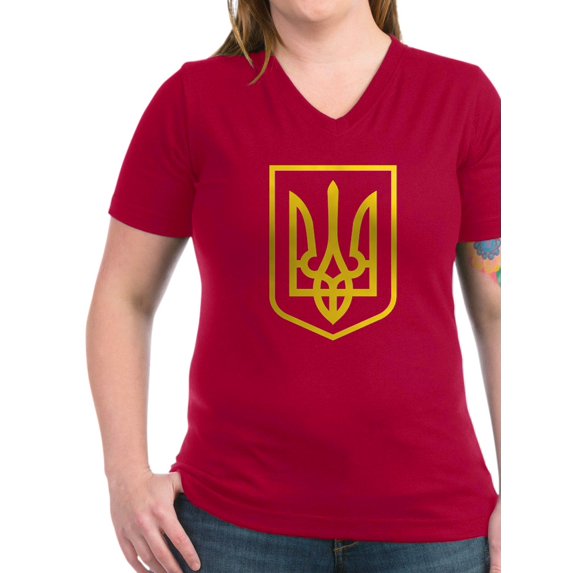 CafePress - Ukraine Women's V Neck Dark T Shirt - Women's V-Neck Dark T-Shirt