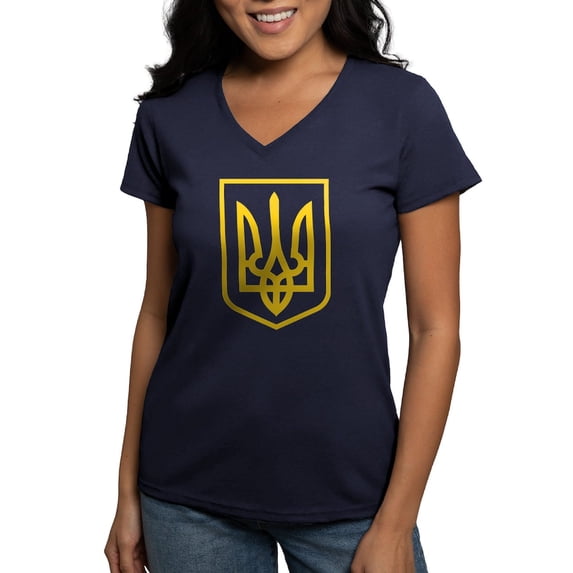 CafePress - Ukraine Women's V Neck Dark T Shirt - Women's V-Neck Dark T-Shirt