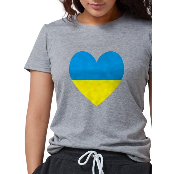 CafePress - Ukrainian Flag Heart Women's Deluxe T Shirt - Womens Tri-blend T-Shirt