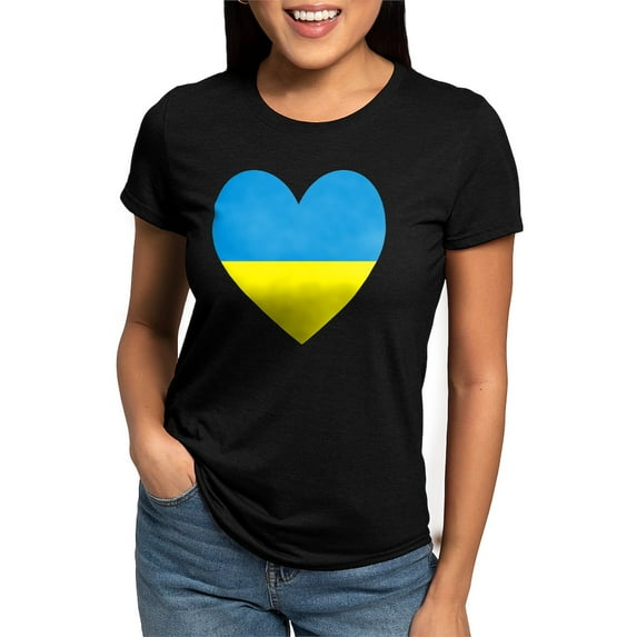 CafePress - Ukrainian Flag Heart Women's Deluxe T Shirt - Womens Tri-blend T-Shirt