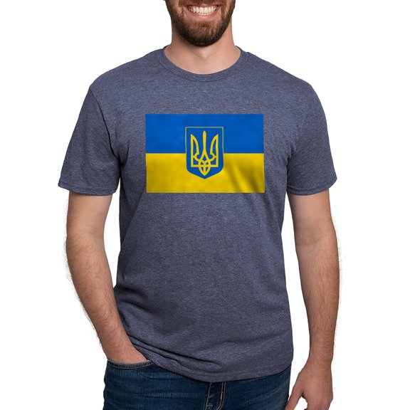 CafePress - Ukrainian Flag Mens Tri Blend T Shirt - Mens Tri-blend T-Shirt