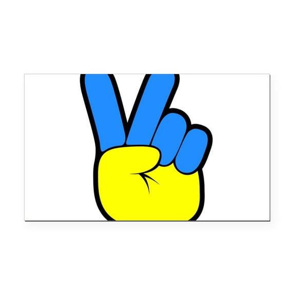 CafePress - Ukrainian Flag Peace Sign Ukr - Rectangle Car Magnet