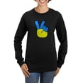 thumbnail image 1 of CafePress - Ukrainian Flag Peace Sign Ukra Long Sleeve T Shirt - Women's Long Sleeve Graphic Tee Casual Fit, 1 of 4