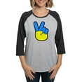 thumbnail image 1 of CafePress - Ukrainian Flag Peace Sign Ukra Long Sleeve T Shirt - Womens Baseball Tee, 1 of 4