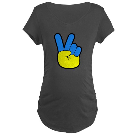 CafePress - Ukrainian Flag Peace Sign Ukrain Maternity T Shirt - Maternity Dark T-Shirt