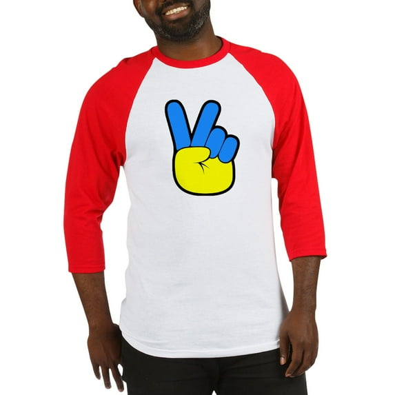 CafePress - Ukrainian Flag Peace Sign Ukraine Baseball Jersey - Cotton Baseball Jersey, 3/4 Raglan Sleeve Shirt