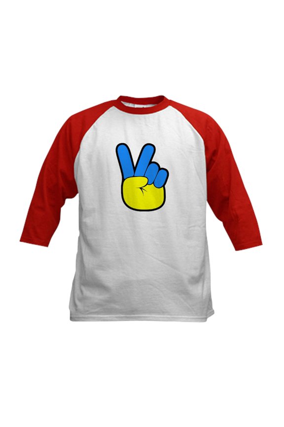 - Ukrainian Flag Peace Sign Ukraine Baseball Jersey - Kids Cotton Baseball Jersey, 3/4 Sleeve Shirt