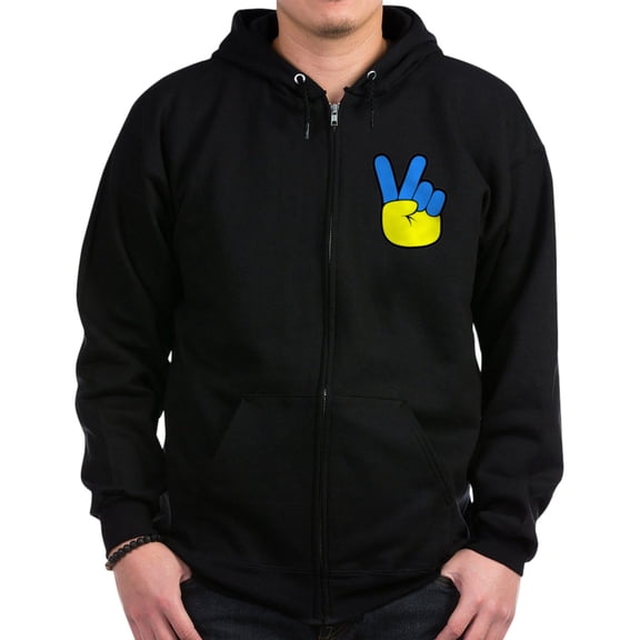 CafePress - Ukrainian Flag Peace Sign Ukraine Nativ Sweatshirt - Zip Hoodie, Classic Hooded Sweatshirt with Metal Zipper