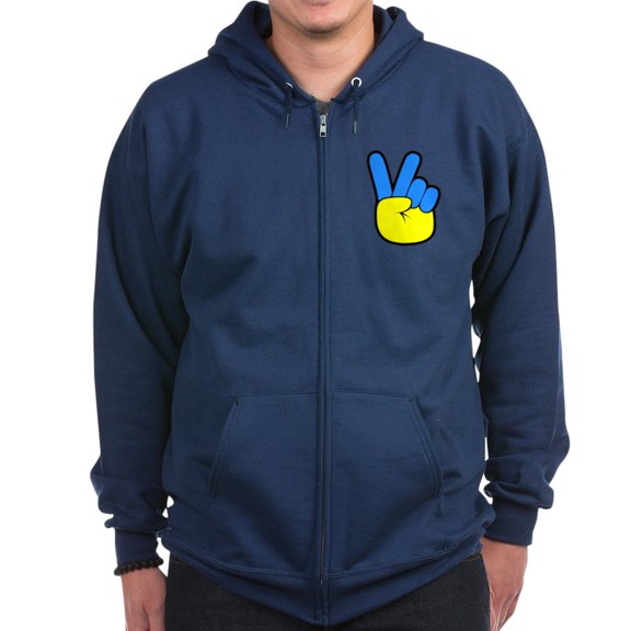 CafePress - Ukrainian Flag Peace Sign Ukraine Nativ Sweatshirt - Zip Hoodie, Classic Hooded Sweatshirt with Metal Zipper