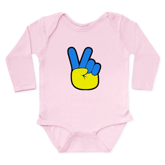 CafePress - Ukrainian Flag Peace Sign Ukraine Native Body Suit - Long Sleeve Cotton Baby Bodysuit
