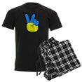 thumbnail image 1 of CafePress - Ukrainian Flag Peace Sign Ukraine Native H Pajamas - Men's Dark Loose Fit Cotton Pajama Set, 1 of 7