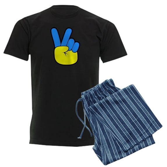 CafePress - Ukrainian Flag Peace Sign Ukraine Native H Pajamas - Men's Dark Loose Fit Cotton Pajama Set