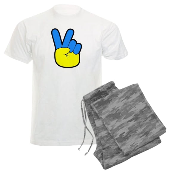 CafePress - Ukrainian Flag Peace Sign Ukraine Native H Pajamas - Men's Light Loose Fit Cotton Pajama Set