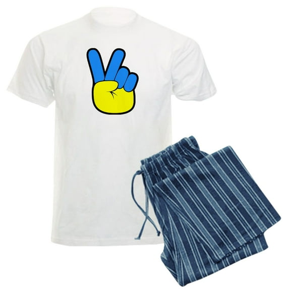 CafePress - Ukrainian Flag Peace Sign Ukraine Native H Pajamas - Men's Light Loose Fit Cotton Pajama Set