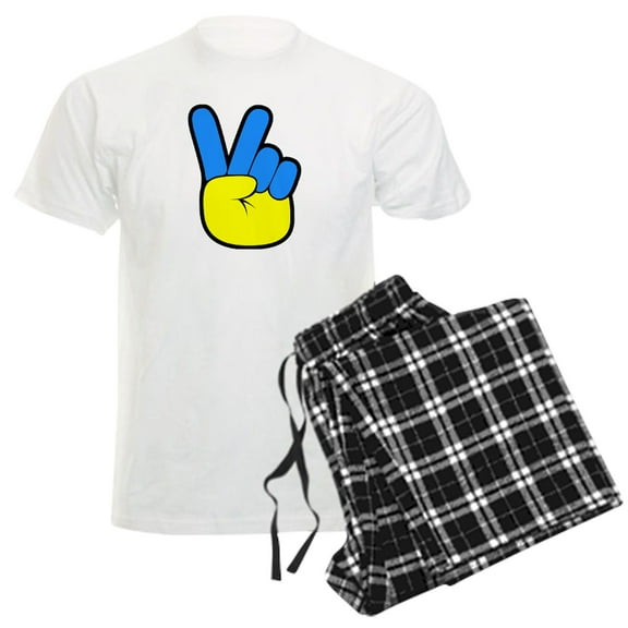 CafePress - Ukrainian Flag Peace Sign Ukraine Native H Pajamas - Men's Light Loose Fit Cotton Pajama Set