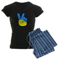 thumbnail image 1 of CafePress - Ukrainian Flag Peace Sign Ukraine Native H Pajamas - Women's Short Sleeve Print T-Shirt and Pants Dark Cotton Pajama Set, 1 of 7