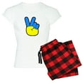 thumbnail image 1 of CafePress - Ukrainian Flag Peace Sign Ukraine Native H Pajamas - Women's Short Sleeve Print T-Shirt and Pants Light Cotton Pajama Set, 1 of 7