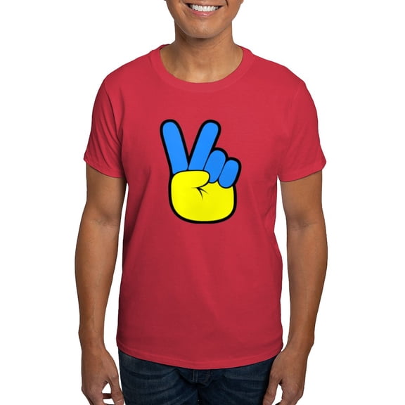 CafePress - Ukrainian Flag Peace Sign Ukraine Native H T Shirt - Men's Classic Graphic Cotton T-Shirt