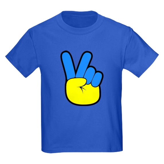 CafePress - Ukrainian Flag Peace Sign Ukraine Native H T Shirt - Dark T-Shirt Kids XS-XL