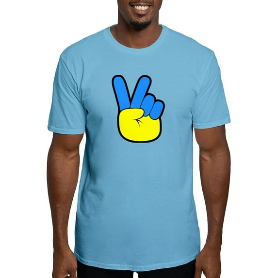 CafePress - Ukrainian Flag Peace Sign Ukraine Native H T Shirt - Fitted T-Shirt, Vintage Fit Soft Cotton Tee