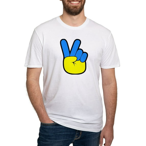 CafePress - Ukrainian Flag Peace Sign Ukraine Native H T Shirt - Fitted T-Shirt, Vintage Fit Soft Cotton Tee