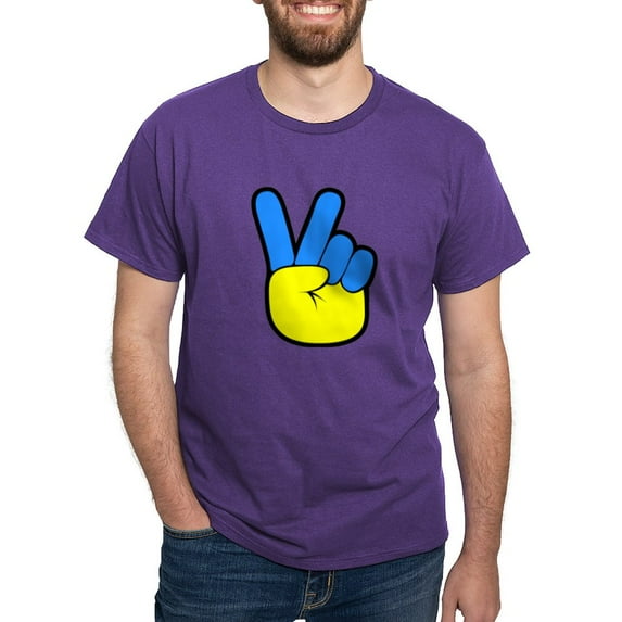 CafePress - Ukrainian Flag Peace Sign Ukraine Native H T Shirt - Men's Classic Graphic Cotton T-Shirt