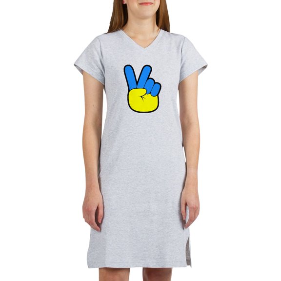 CafePress - Ukrainian Flag Peace Sign Ukraine Native H T Shirt - Women's Nightshirt