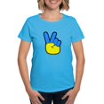 thumbnail image 1 of CafePress - Ukrainian Flag Peace Sign Ukraine Native H T Shirt - Women's Traditional Fit Dark T-Shirt, 1 of 4