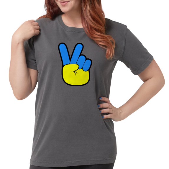 CafePress - Ukrainian Flag Peace Sign Ukraine Native H T Shirt - Womens Comfort Colors® Shirt