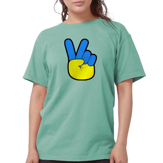 CafePress - Ukrainian Flag Peace Sign Ukraine Native H T Shirt - Womens Comfort Colors® Shirt