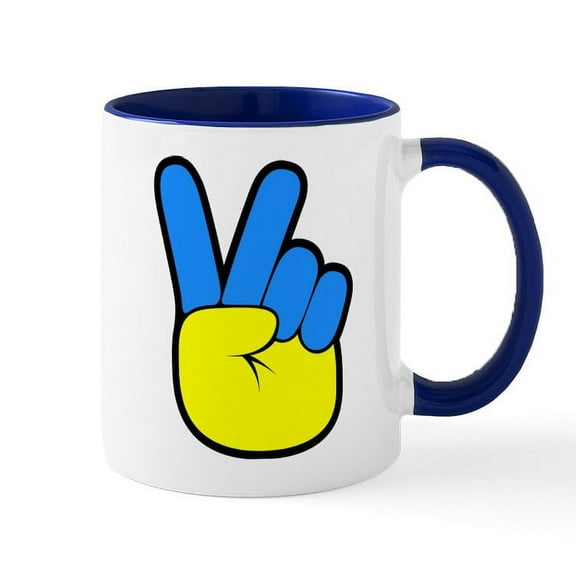 CafePress - Ukrainian Flag Peace Sign Ukraine Native Home Mugs - 11 oz Ceramic Mug - Novelty Coffee Tea Cup