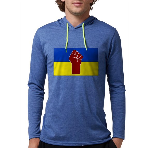 CafePress - Ukrainian Flag With Fist Long Sleeve T Shirt - Mens Hooded Shirt